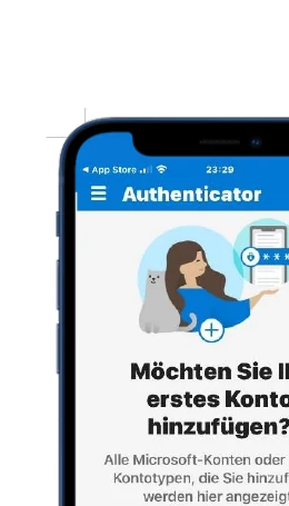 Microsoft Authenticator auf einem Smartphone mit der Möglichkeit, ein Konto hinzuzufügen.